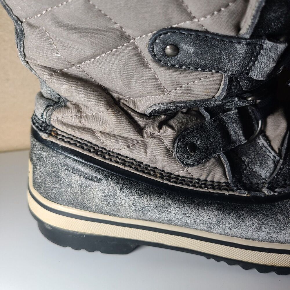 Sorel Tofino Disressed Gray Lace Up Waterproof Winter Snow Boots Women's Size 7 - Picture 15 of 16